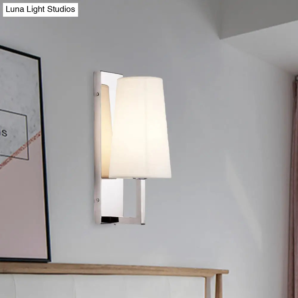 Modern Wall Sconce Light: Stainless Steel Rectangle With Handmade Cone Fabric Shade