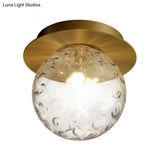 Modern Water Glass Globe Flush Pendant Light - Clear Indoor Ceiling Mount With 1 Bulb