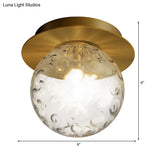 Modern Water Glass Globe Flush Pendant Light - Clear Indoor Ceiling Mount With 1 Bulb