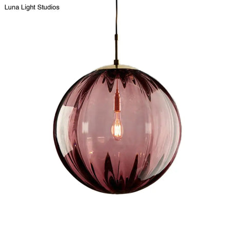Modern Water Glass Hanging Light Fixture For Restaurants - 1-Light Round Ceiling Pendant