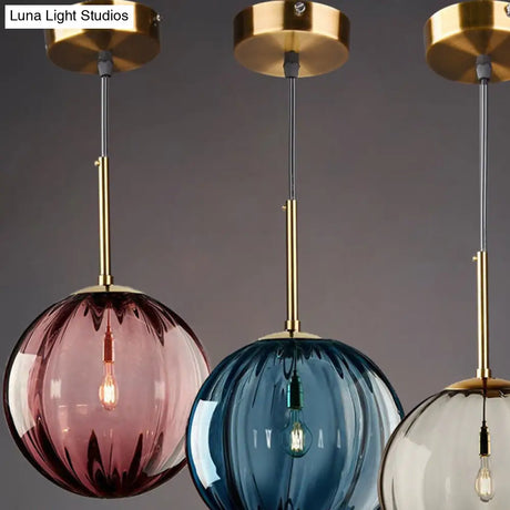 Modern Water Glass Hanging Light Fixture For Restaurants - 1-Light Round Ceiling Pendant