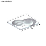 Modern White Acrylic Ceiling Light With Led Flush Mount - 16’/19.5’ Diameter Warm/White Square Frame