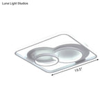 Modern White Acrylic Ceiling Light With Led Flush Mount - 16’/19.5’ Diameter Warm/White Square Frame