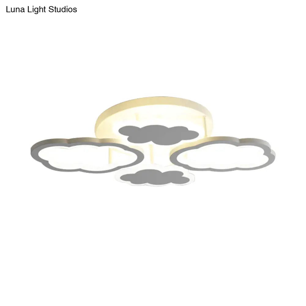 Modern White Acrylic Led Ceiling Light For Bedroom - Floating Cloud Flush Mount