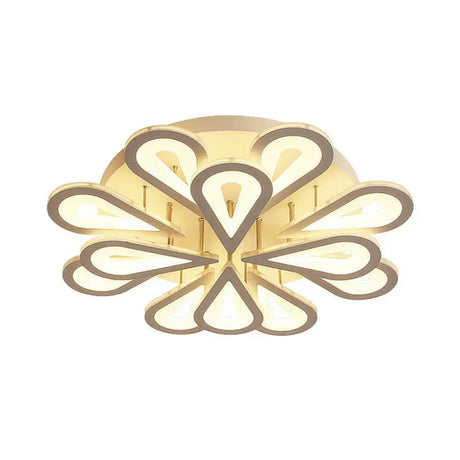 Modern White Acrylic Led Ceiling Light With Flower Design For Living Room