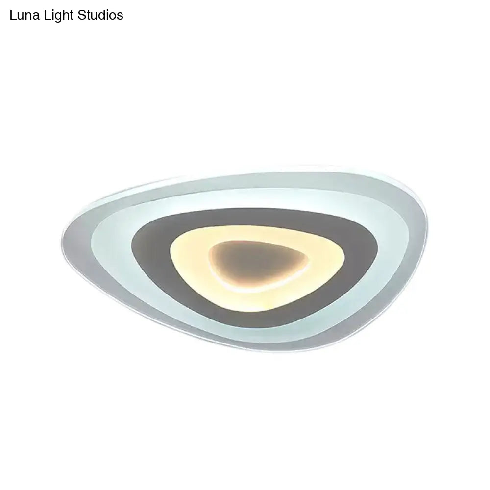 Modern White Acrylic Led Ceiling Mount Light - Triangle Design For Dining Room