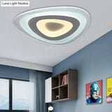 Modern White Acrylic Led Ceiling Mount Light - Triangle Design For Dining Room