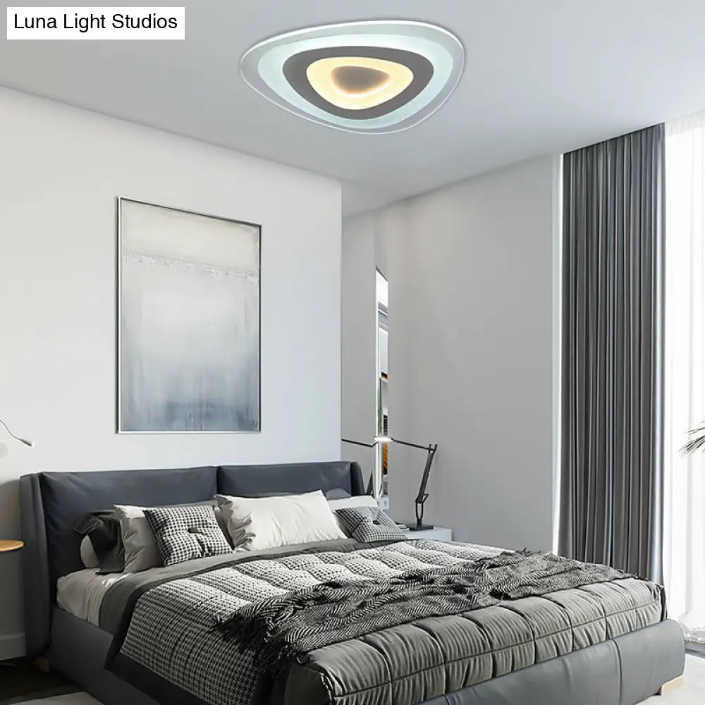 Modern White Acrylic Led Ceiling Mount Light - Triangle Design For Dining Room