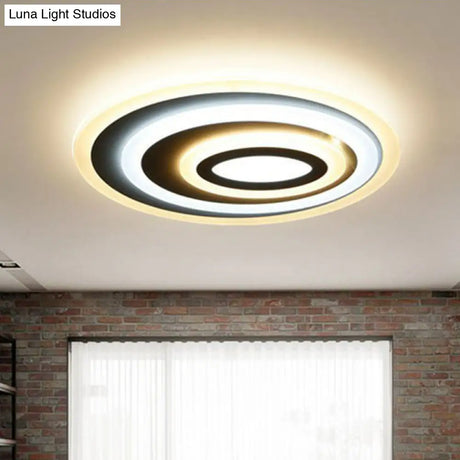 Modern White Acrylic Oval Led Flush Mount Ceiling Light For Bedrooms / 15.5 2 Color