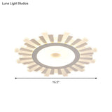 Modern White Acrylic Sun Shape Flush Light - Office Ceiling Mount