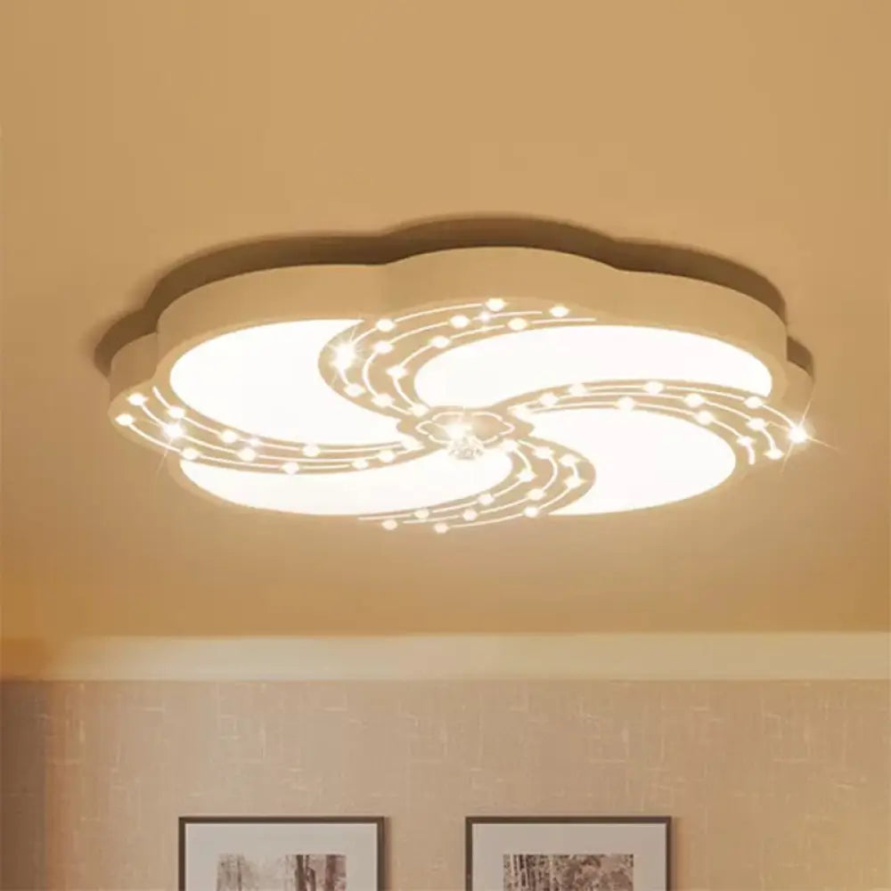 Modern White Acrylic Swirl Flushmount Lights - 18’/19.5’/31.5’ Creative Flush Mount Light For