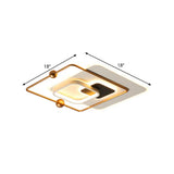 Modern White And Gold Led Bedroom Ceiling Flush Mount Fixture With Warm/White Light