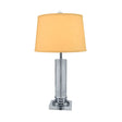 Modern White Barrel Night Table Lamp - 1 Head Task Lighting With Fabric Shade And Crystal Base