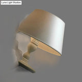 Modern White/Black Cone Wall Sconce: Fabric Led Mount Light For Bedside