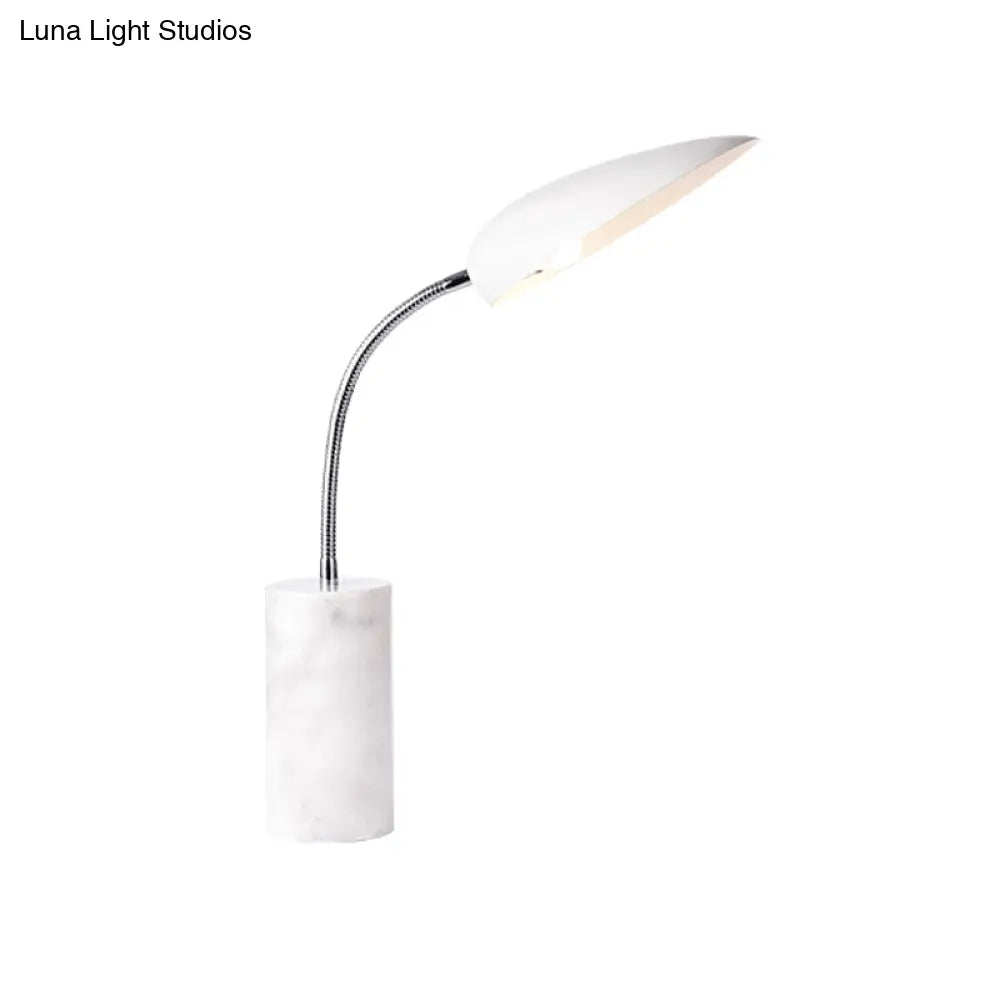 Modern White/Black Finish Led Table Lamp For Study Room - Sharp Tongue Metal Book Light