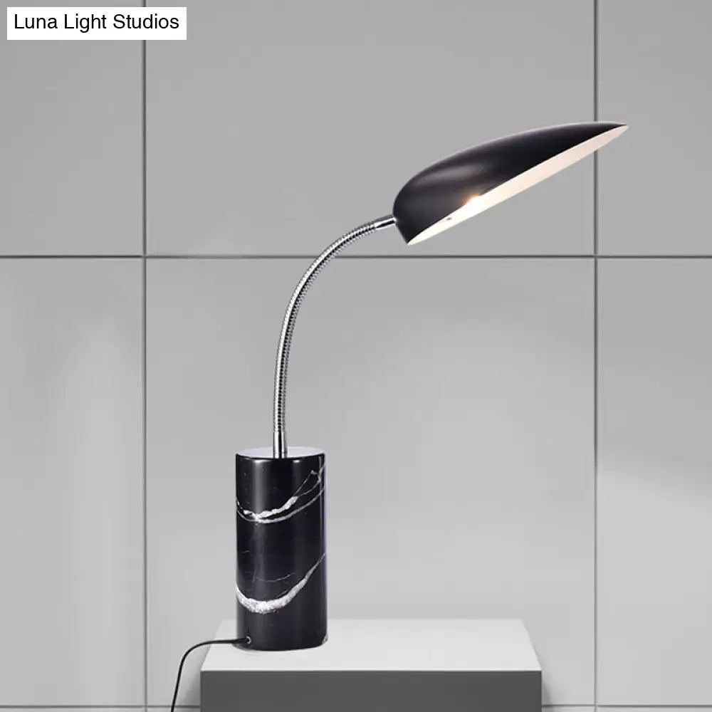 Modern White/Black Finish Led Table Lamp For Study Room - Sharp Tongue Metal Book Light