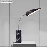 Modern White/Black Finish Led Table Lamp For Study Room - Sharp Tongue Metal Book Light