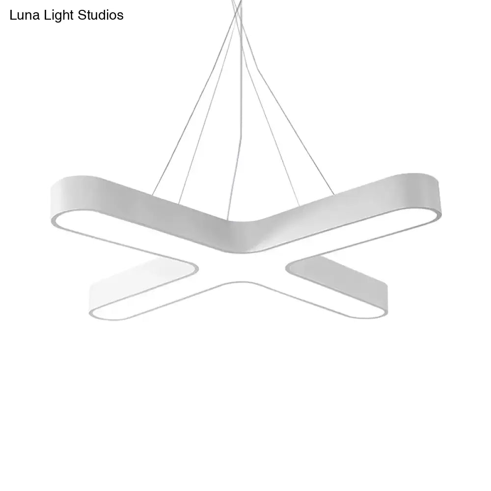 Modern White/Black/Gold Cross Hanging Lamp - 23.5’’/35.5’’ Wide Led Pendant Light With