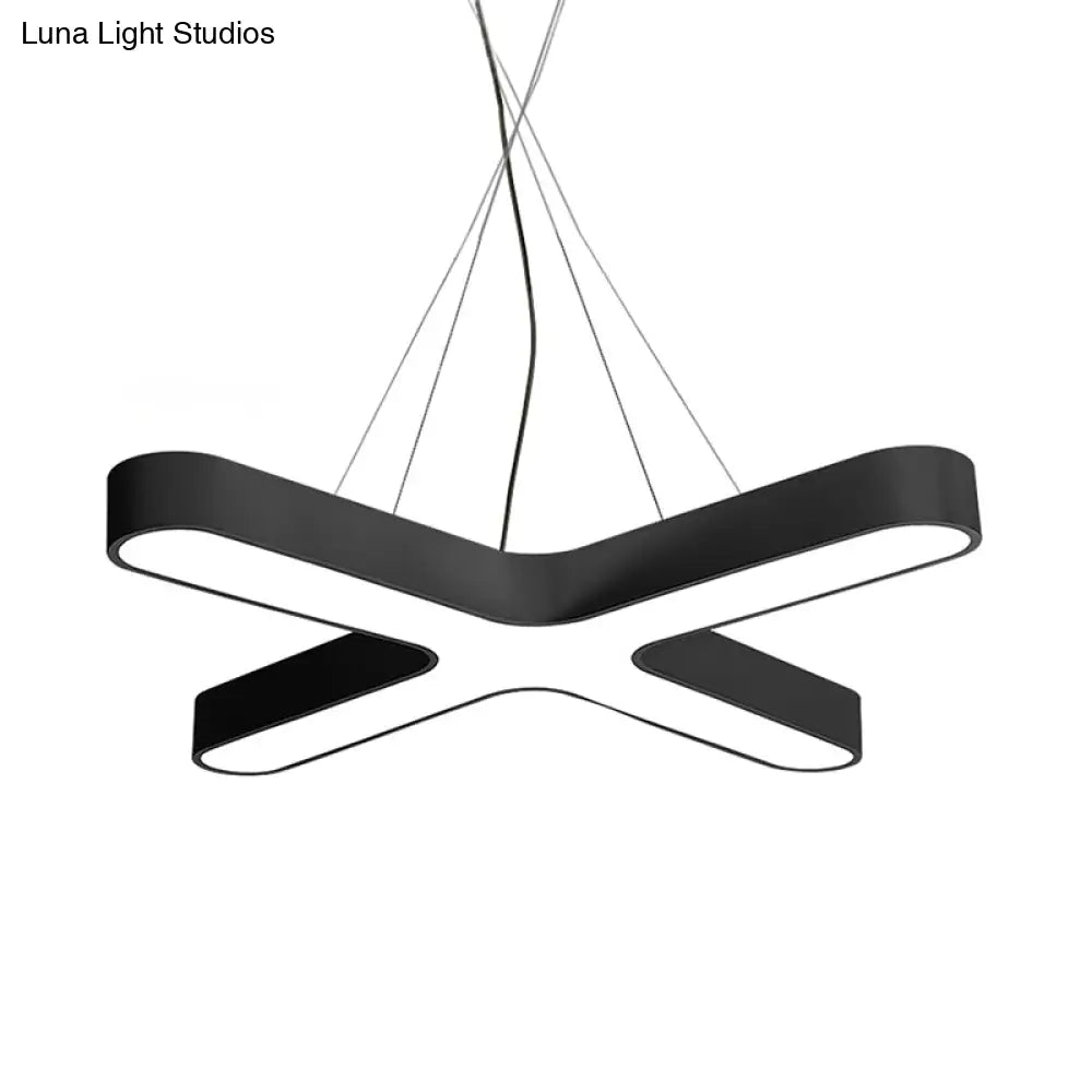 Modern White/Black/Gold Cross Hanging Lamp - 23.5’’/35.5’’ Wide Led Pendant Light With