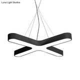 Modern White/Black/Gold Cross Hanging Lamp - 23.5’’/35.5’’ Wide Led Pendant Light With