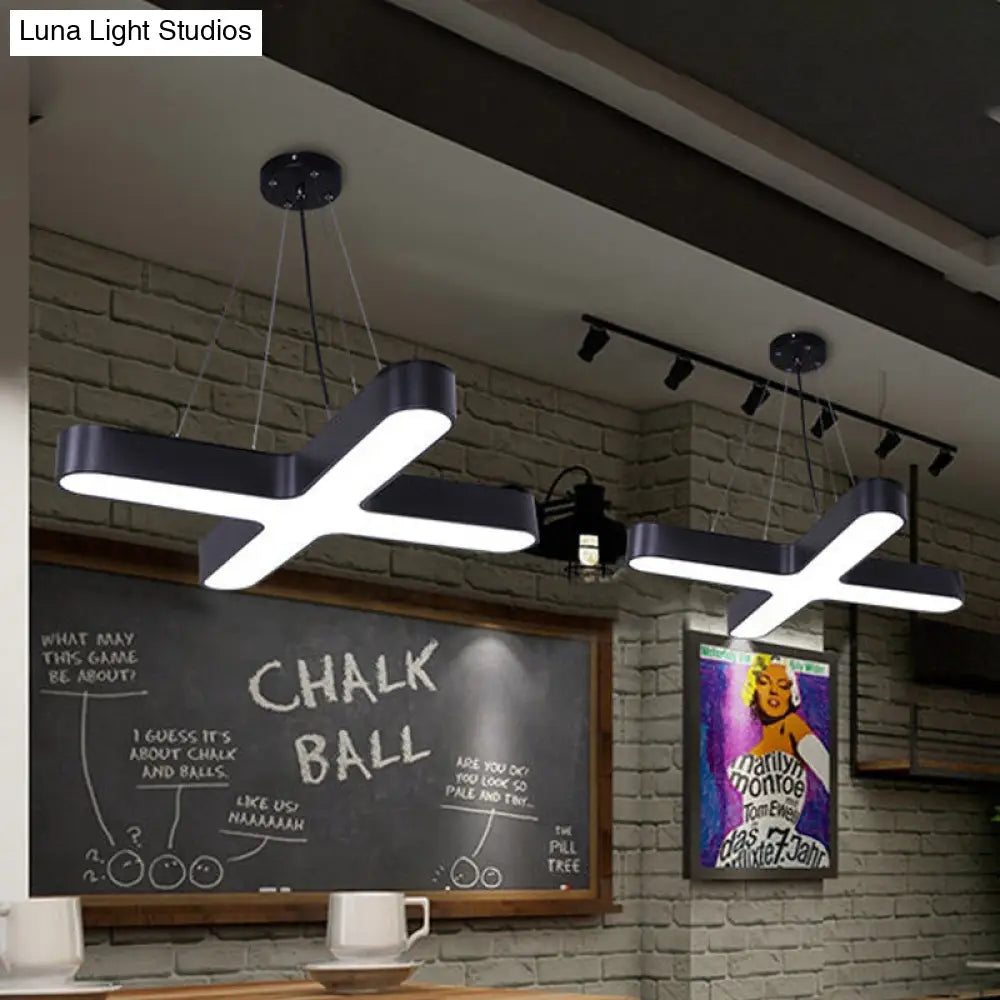 Modern White/Black/Gold Cross Hanging Lamp - 23.5’’/35.5’’ Wide Led Pendant Light With