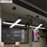 Modern White/Black/Gold Cross Hanging Lamp - 23.5’’/35.5’’ Wide Led Pendant Light With