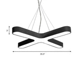 Modern White/Black/Gold Cross Hanging Lamp - 23.5/35.5 Wide Led Metal Ceiling Pendant Light With