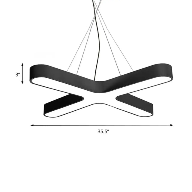 Modern White/Black/Gold Cross Hanging Lamp - 23.5/35.5 Wide Led Metal Ceiling Pendant Light With