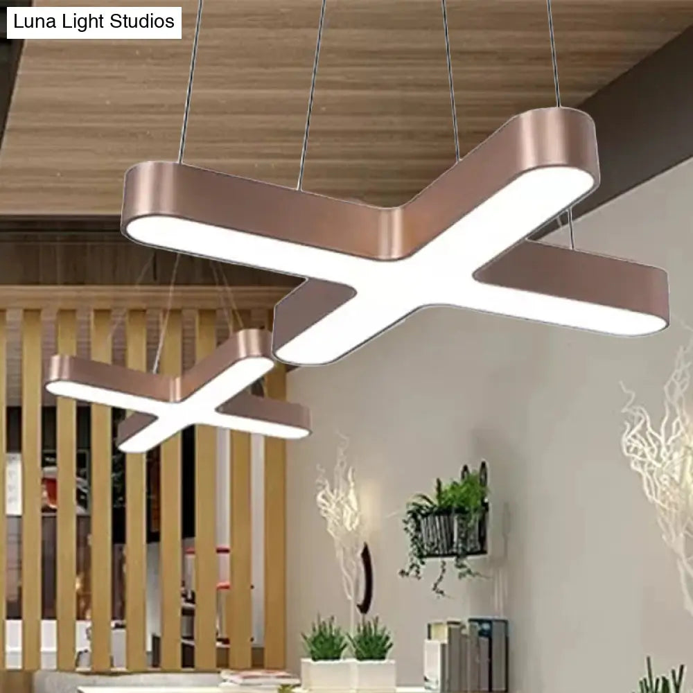 Modern White/Black/Gold Cross Hanging Lamp - 23.5’’/35.5’’ Wide Led Pendant Light With