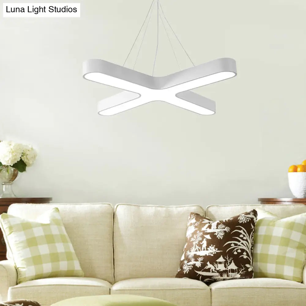 Modern White/Black/Gold Cross Hanging Lamp - 23.5’’/35.5’’ Wide Led Pendant Light With