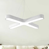 Modern White/Black/Gold Cross Hanging Lamp - 23.5’’/35.5’’ Wide Led Pendant Light With