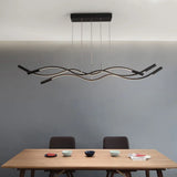 Modern White/Black Linear Chandelier With 3 Lights Acrylic Led Ceiling Lamp In White/Warm Light