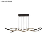 Modern White/Black Linear Chandelier With 3 Lights Acrylic Led Ceiling Lamp In White/Warm Light