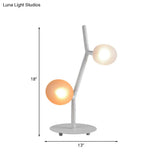 Modern White Branch Night Table Light - 2-Light Metallic Desk Lamp With Frosted Glass Shade
