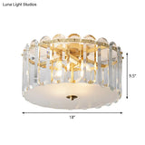 Modern White Ceiling Flush Mount With Clear Crystal Shade - 4 Bulbs Doorway Light Fixture