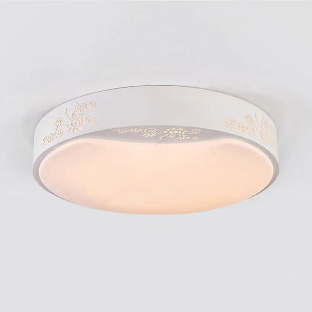 Modern White Circle Flush Mount Led Ceiling Light Fixture For Living Room - 16.5/20.5 Dia