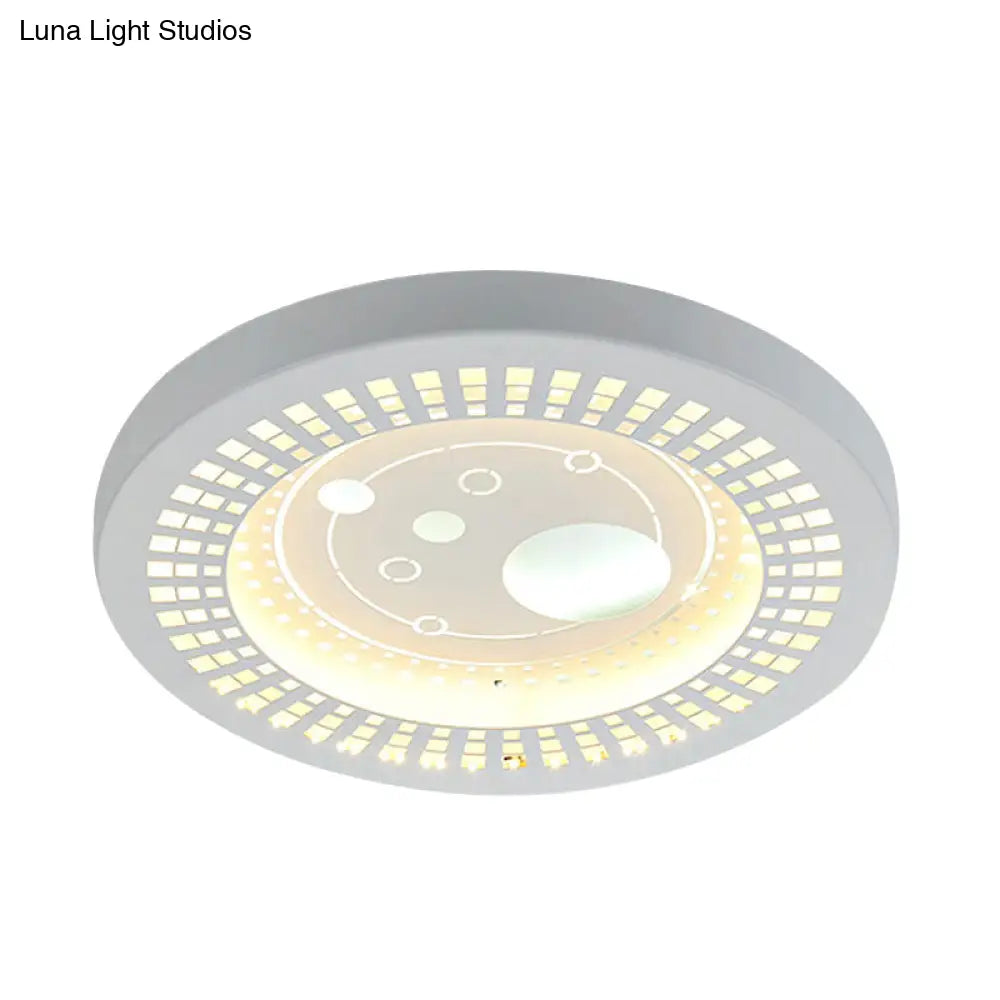 Modern White Circle Shade Ceiling Light - Acrylic Flush Mount For Hallway