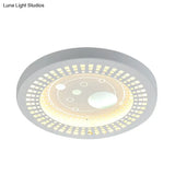 Modern White Circle Shade Ceiling Light - Acrylic Flush Mount For Hallway