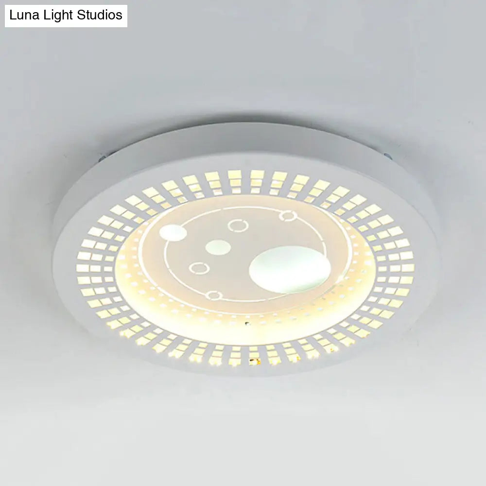 Modern White Circle Shade Ceiling Light - Acrylic Flush Mount For Hallway