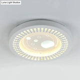 Modern White Circle Shade Ceiling Light - Acrylic Flush Mount For Hallway