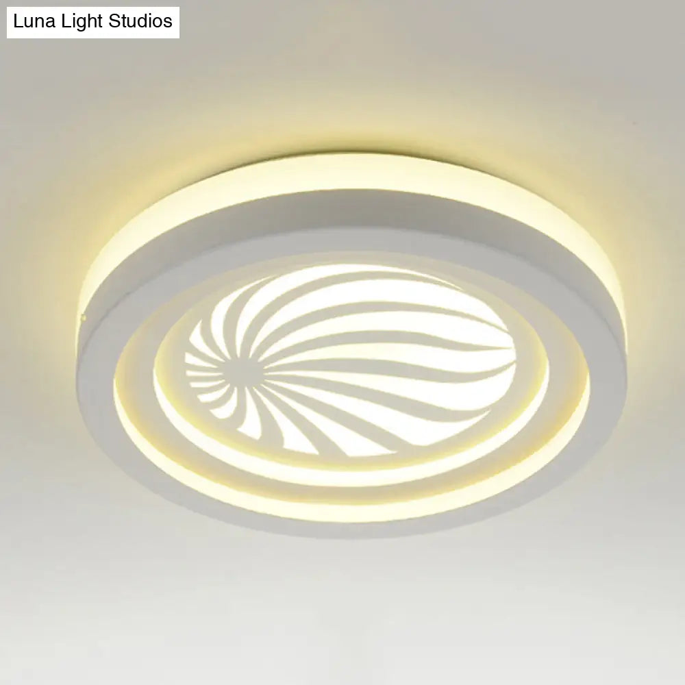Modern White Circle Shade Ceiling Light - Acrylic Flush Mount For Hallway