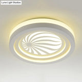 Modern White Circle Shade Ceiling Light - Acrylic Flush Mount For Hallway