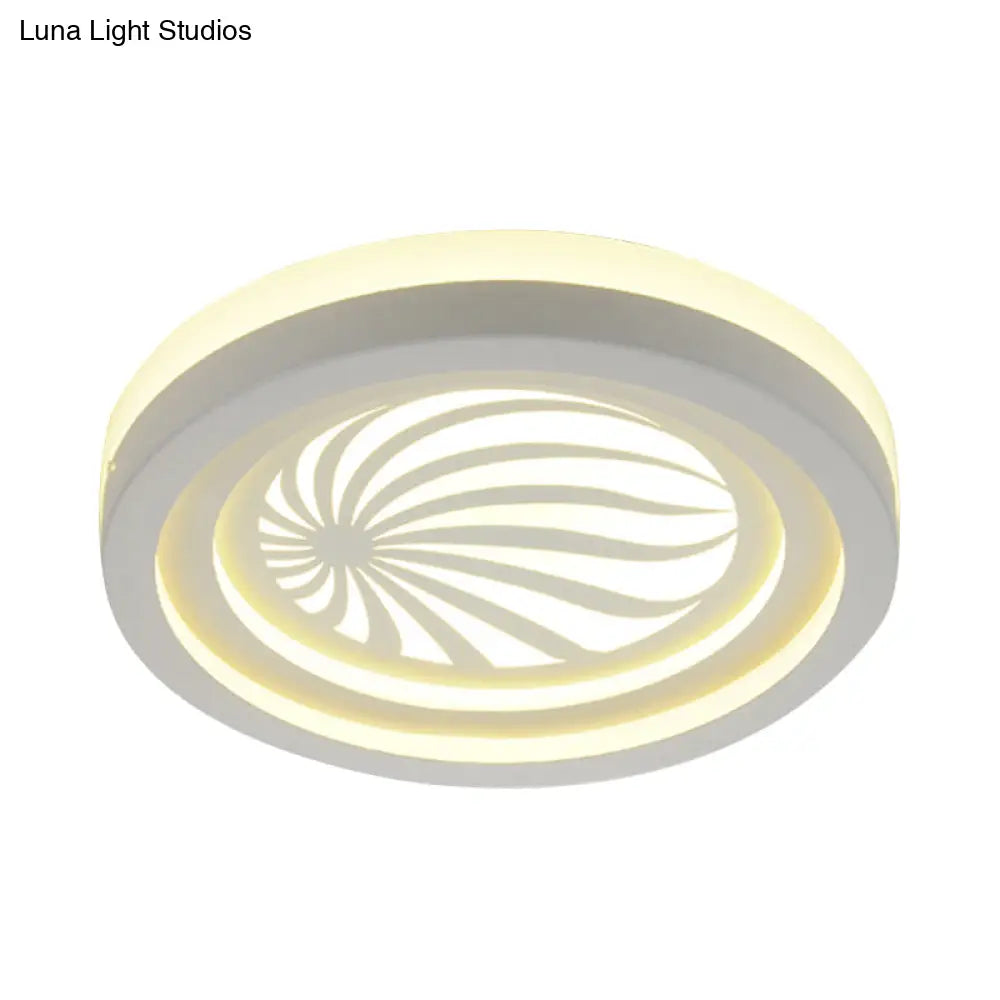 Modern White Circle Shade Ceiling Light - Acrylic Flush Mount For Hallway