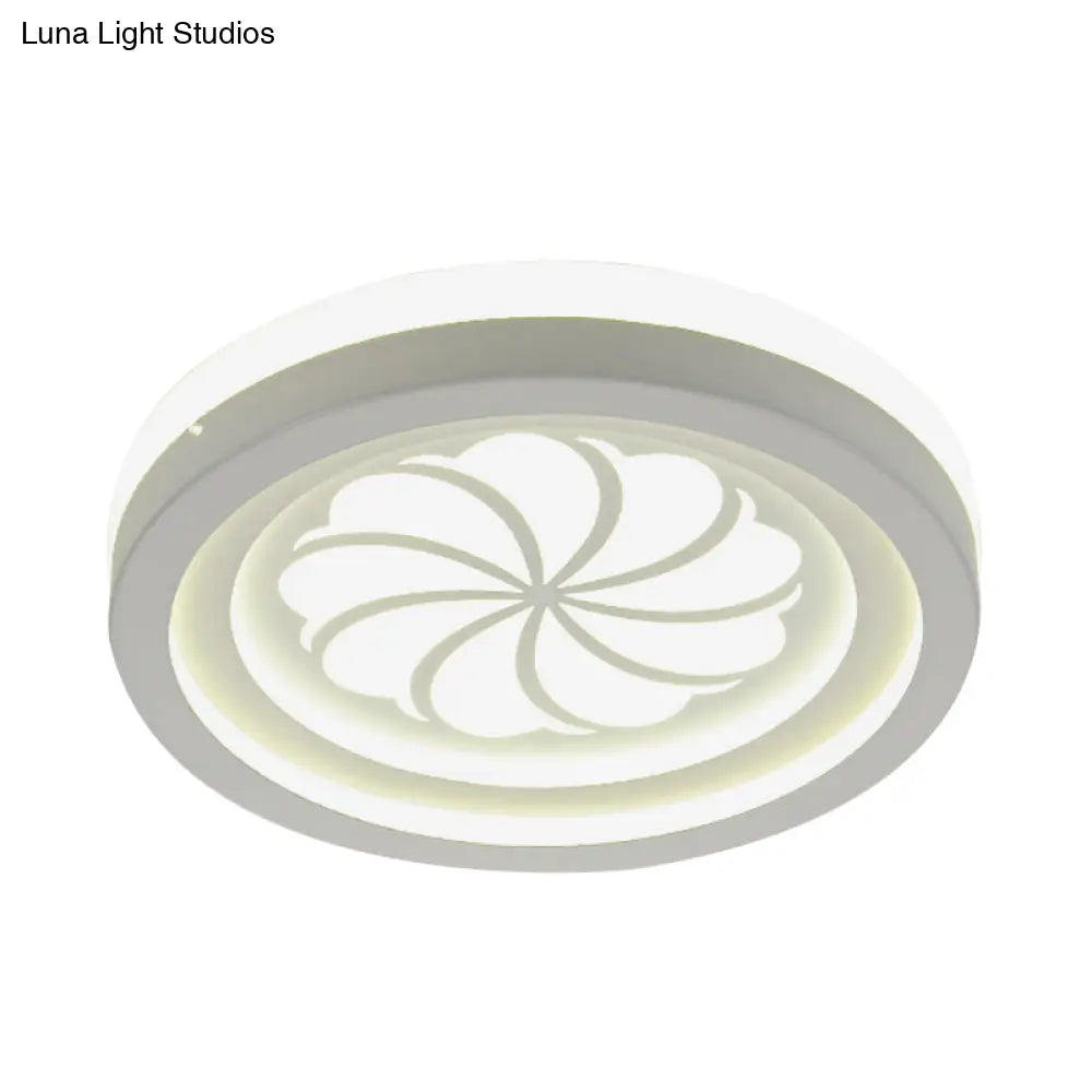 Modern White Circle Shade Ceiling Light - Acrylic Flush Mount For Hallway