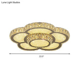Modern White Clear Crystal Glass Flower Flush Mount Led Ceiling Light - 14’/18’/23.5’