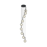 Modern White/Clear Lattice Glass Spiral Living Room Pendant - 8/9 Heads 9 / Clear