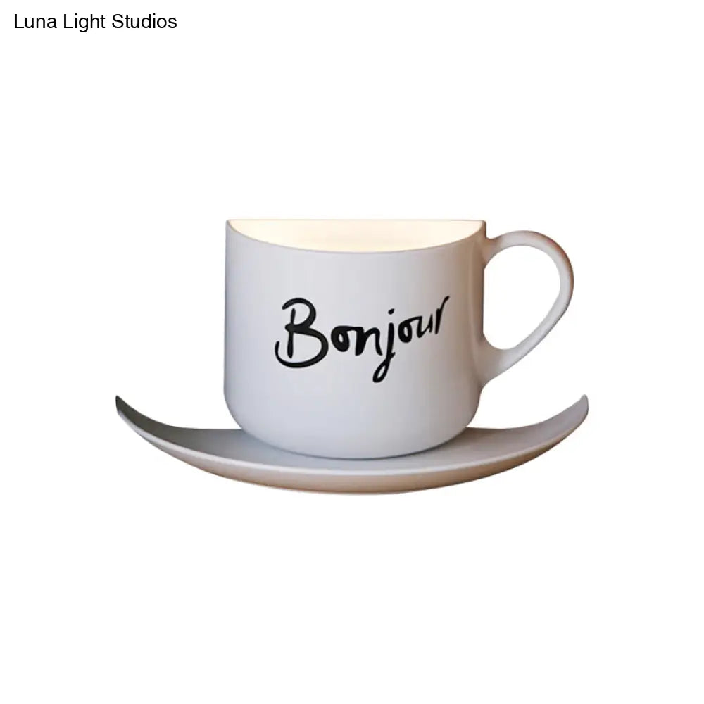 Modern White Coffee Cup Wall Sconce For Bedroom Lighting