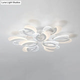 Modern White Coral Led Ceiling Lamp With Acrylic Shade - Stylish Semi Flush Light (4/6/12 Lights