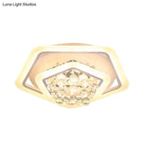 Modern White Crystal Ball Flush Mount Light - Led Ceiling Fixture (19.5’/23.5’/27.5’ Wide) In