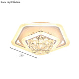 Modern White Crystal Ball Flush Mount Light - Led Ceiling Fixture (19.5’/23.5’/27.5’ Wide) In